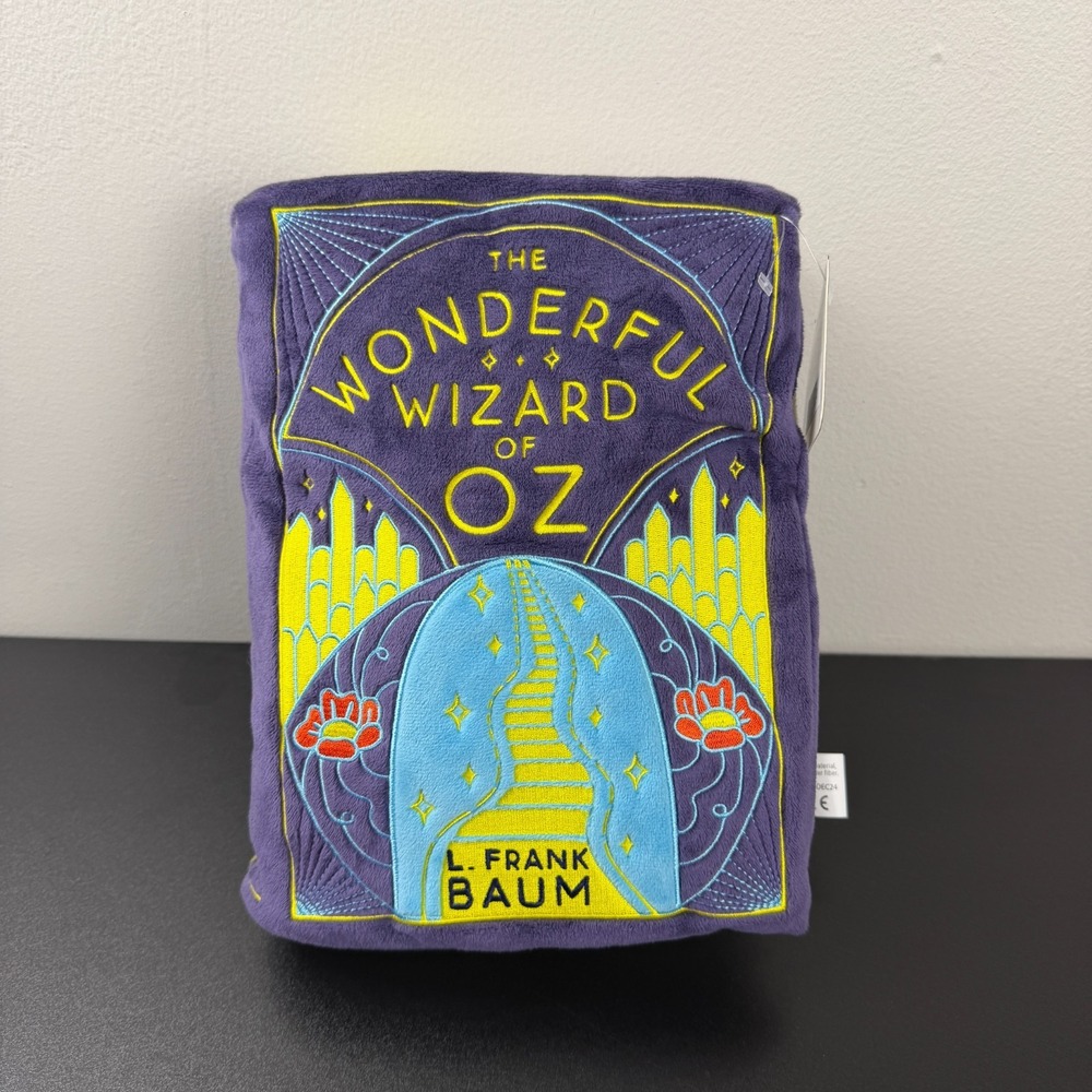 Punchkins Booksie The Wonderful Wizard Of Oz Plush Book Pillow Purple Yellow 10"